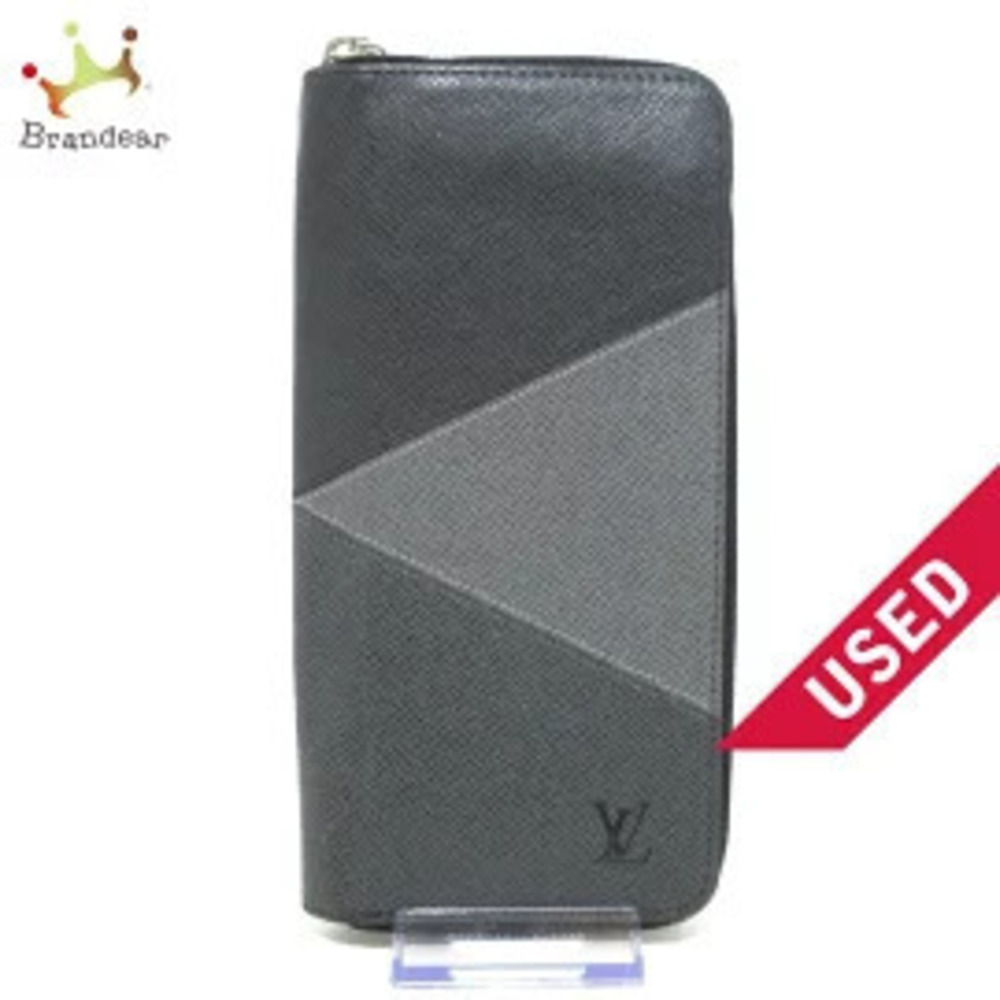 LOUIS VUITTON Zippy Wallet Vertical Long Gray Taiga Leather LV